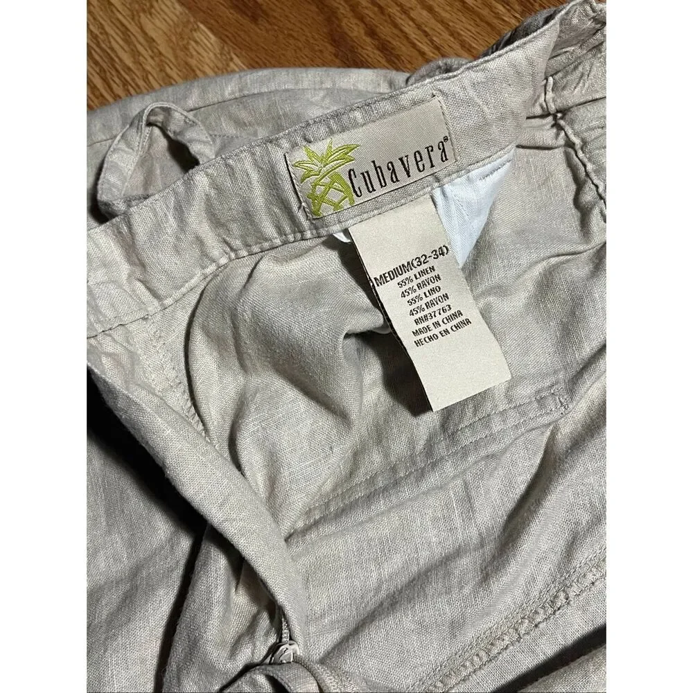 Cubavera Men’s Linen Blend Comfort Lounge Pants Medium Elastic Drawstring